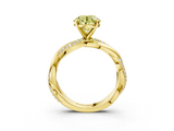 Yellow gold Fancy Yellow Round  Solitaire Twist Band with Pave Prong Setting_3