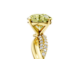 Yellow gold Fancy Yellow Round  Solitaire Twist Band with Pave Prong Setting_5
