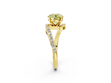 Yellow gold Fancy Yellow Round  Solitaire Twist Band with Pave Set Diamonds and Four-Prong Setting_2