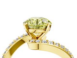 Yellow gold Fancy Yellow Round  Solitaire Twist Band with Pave Set Diamonds and Four-Prong Setting_4