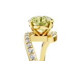Yellow gold Fancy Yellow Round  Solitaire Twist Band with Pave Set Diamonds and Four-Prong Setting_5