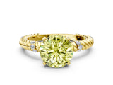 Yellow gold Fancy Yellow Round  Solitaire Twisted Band Prong Set Engagement Ring_33