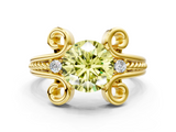 Yellow gold Fancy Yellow Round  Solitaire Twisted Band Scroll Prong Ring_3