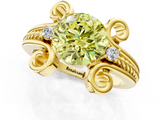 Yellow gold Fancy Yellow Round  Solitaire Twisted Band Scroll Prong Ring_4