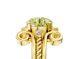 Yellow gold Fancy Yellow Round  Solitaire Twisted Band Scroll Prong Ring_8