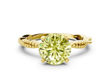 Yellow gold Fancy Yellow Round  Solitaire Twisted Band with Bead Prong Setting_29