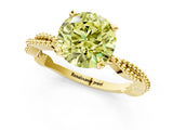Yellow gold Fancy Yellow Round  Solitaire Twisted Band with Bead Prong Setting_30