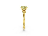 Yellow gold Fancy Yellow Round  Solitaire Twisted Band with Bead Prong Setting_31