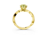 Yellow gold Fancy Yellow Round  Solitaire Twisted Band with Bead Prong Setting_32