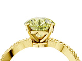 Yellow gold Fancy Yellow Round  Solitaire Twisted Band with Bead Prong Setting_33