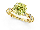 Yellow gold Fancy Yellow Round  Solitaire Twisted Band with Pavé Accents and Four-Prong Setting_1