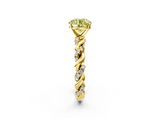 Yellow gold Fancy Yellow Round  Solitaire Twisted Band with Pavé Accents and Four-Prong Setting_2