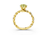 Yellow gold Fancy Yellow Round  Solitaire Twisted Band with Pavé Accents and Four-Prong Setting_3