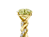 Yellow gold Fancy Yellow Round  Solitaire Twisted Band with Pavé Accents and Four-Prong Setting_5