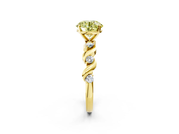 Yellow gold Fancy Yellow Round  Solitaire Twisted Band with Prong Setting