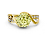 Yellow gold Fancy Yellow Round  Solitaire Twisted Band with Prong Setting_3