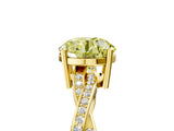 Yellow gold Fancy Yellow Round  Solitaire Twisted Pave Diamond Ring with Four-Prong Setting_17