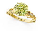 Yellow gold Fancy Yellow Round  Solitaire Vine Band with Milgrain Prong Setting_4