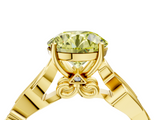 Yellow gold Fancy Yellow Round  Solitaire Vine Band with Milgrain Prong Setting_7