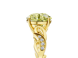 Yellow gold Fancy Yellow Round  Solitaire Vine Band with Milgrain Prong Setting_8