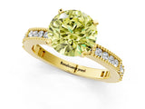 Yellow gold Fancy Yellow Round  Solitaire with Pavé Band and Four-Prong Setting_30