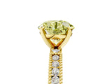 Yellow gold Fancy Yellow Round  Solitaire with Pavé Band and Four-Prong Setting_34