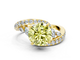 Yellow gold Fancy Yellow Round  Solitaire with Pavé Twist Band and Four-Prong Setting