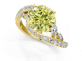 Yellow gold Fancy Yellow Round  Solitaire with Pavé Twist Band and Four-Prong Setting_1
