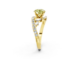Yellow gold Fancy Yellow Round  Solitaire with Pavé Twist Band and Four-Prong Setting_2