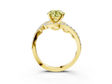 Yellow gold Fancy Yellow Round  Solitaire with Pavé Twist Band and Four-Prong Setting_3