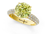 Yellow gold Fancy Yellow Round  Solitaire with Pave Band and Four-Prong Setting_4