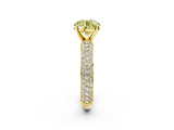 Yellow gold Fancy Yellow Round  Solitaire with Pave Band and Four-Prong Setting_5