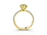 Yellow gold Fancy Yellow Round  Solitaire with Pave Band and Four-Prong Setting_6