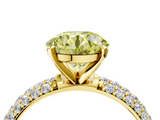 Yellow gold Fancy Yellow Round  Solitaire with Pave Band and Four-Prong Setting_7