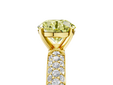 Yellow gold Fancy Yellow Round  Solitaire with Pave Band and Four-Prong Setting_8