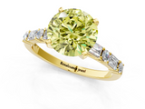 Yellow gold Fancy Yellow Round  Solitaire with Side Baguettes and Channel Set Band_1