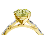 Yellow gold Fancy Yellow Round  Solitaire with Side Baguettes and Channel Set Band_4