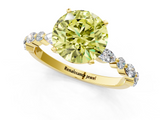 Yellow gold Fancy Yellow Round  Solitaire with Side Stones on a Pavé Band and Four-Prong Setting_1