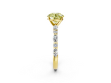 Yellow gold Fancy Yellow Round  Solitaire with Side Stones on a Pavé Band and Four-Prong Setting_2