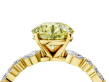 Yellow gold Fancy Yellow Round  Solitaire with Side Stones on a Pavé Band and Four-Prong Setting_4