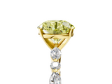 Yellow gold Fancy Yellow Round  Solitaire with Side Stones on a Pavé Band and Four-Prong Setting_5