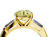 Yellow gold Fancy Yellow Round  Solitaire with Tapered Baguette Side Stones on a Classic Band with Four-Prong Setting_4