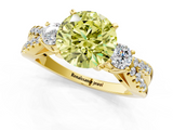 Yellow gold Fancy Yellow Round  Three-Stone Diamond Ring with Pavé Split Shank and Four-Prong Setting_18