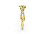 Yellow gold Fancy Yellow Round  Three-Stone Diamond Ring with Pavé Split Shank and Four-Prong Setting_19