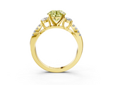 Yellow gold Fancy Yellow Round  Three-Stone Diamond Ring with Pavé Split Shank and Four-Prong Setting_20