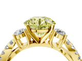 Yellow gold Fancy Yellow Round  Three-Stone Diamond Ring with Pavé Split Shank and Four-Prong Setting_21