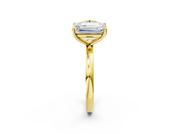 Yellow gold Fancy Yellow Round  and Emerald Cut Toi Moi Ring with Prong Setting