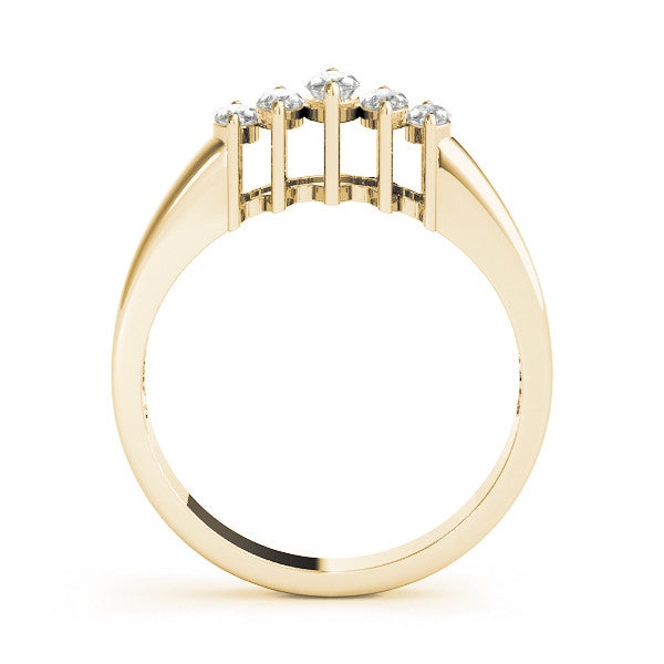 Yellow gold Five-Stone Marquise Diamond Bar Set White Gold Band 1