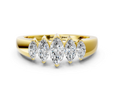 Yellow gold Five-Stone Marquise Diamond Bar Set White Gold Band_21