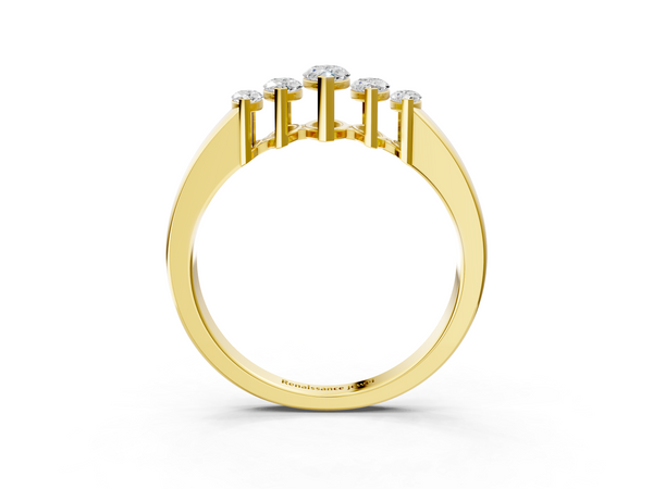 Yellow gold Five-Stone Marquise Diamond Bar Set White Gold Band